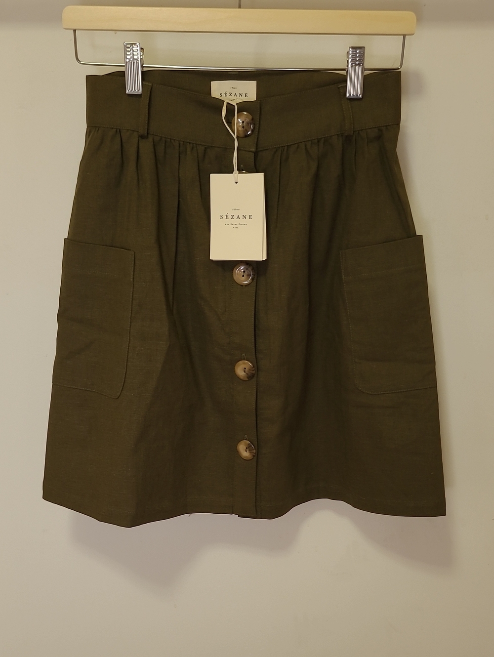Nwt Sezane Lorraine  Button-Front Utility Skirt